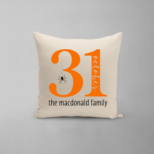 October 31 Family Name Pillow