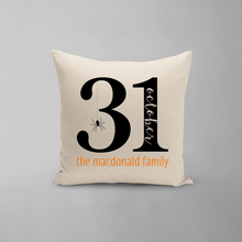 Load image into Gallery viewer, October 31 Family Name Pillow