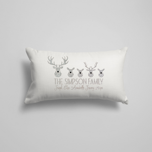 Deer Head Family Glitter Pillow
