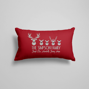 Deer Head Family Glitter Pillow